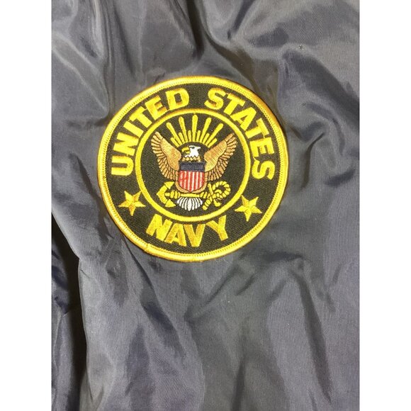 United States Navy Embroidered Hooded Jacket * Charles River*Large Navy Blue*EUC - Picture 3 of 7